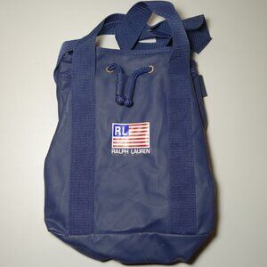 Vtg Ralph Lauren Polo Sport Vinyl Bucket Bag w/ Drawstring & Nylon Straps, Sz M